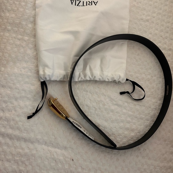 Aritzia Looper Solid Brass Leather Belt, Sz S - Picture 5 of 6